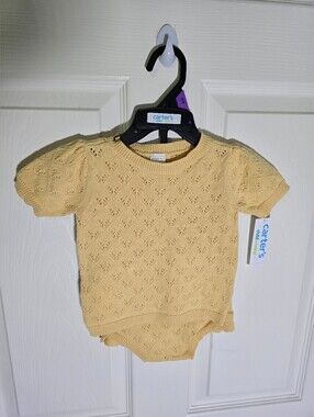 NWT Carter's Baby Girl Yellow Knit 2 Piece Set 12M